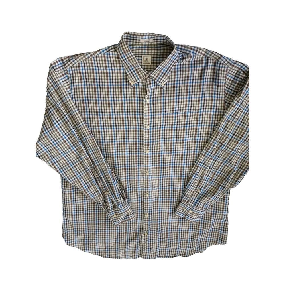 Petter Millar Men's‎ Long-sleeved Button's Shirt XL Plaid Multicolor Cotton
